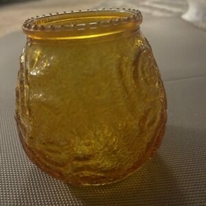 Amber Victorian Glass Candle Holder